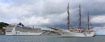 Картинка корабли разные+вместе парусник лайнер бухта