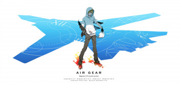обоя аниме, air gear, белый, фон, парень, ключи, взгляд, огонь, mikura, kazuma, пламя, ролики, air, gear, арт, mogiki