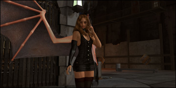 Картинка 3д+графика существа+ creatures демон крылья фон взгляд девушка