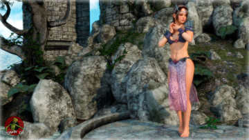 Картинка 3д+графика люди+ people взгляд фон девушка камни