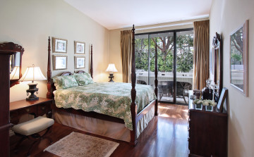 Картинка интерьер спальня лампа постель кровать