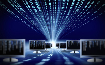 Картинка компьютеры мониторы +ноутбуки код свечение