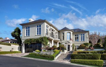 Картинка города -+здания +дома улица кусты ландшафт дом дизайн особняк