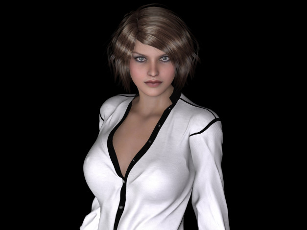 Обои картинки фото 3д графика, люди , people, девушка, фон, взгляд