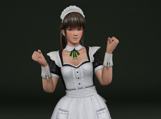 Обои картинки фото 3д графика, аниме , anime, гувернантка, фон, девушка, взгляд