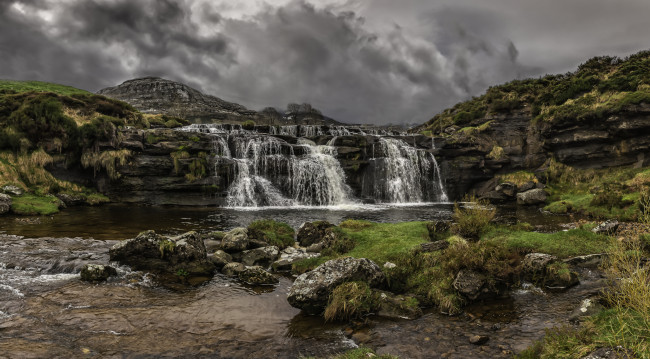 Обои картинки фото природа, водопады, уступ, водопад
