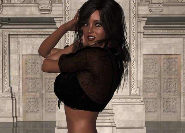 Обои картинки фото 3д графика, люди , people, взгляд, девушка, фон