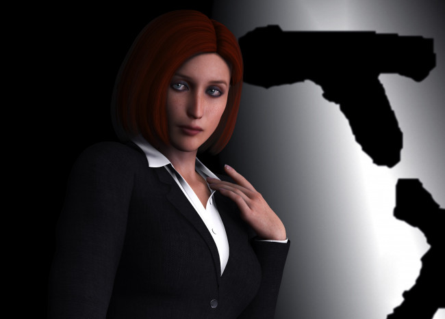 Обои картинки фото 3д графика, люди , people, рыжая, взгляд, фон, девушка