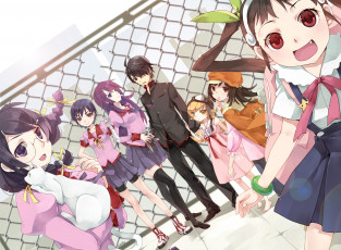 Картинка аниме bakemonogatari девушка фон взгляд