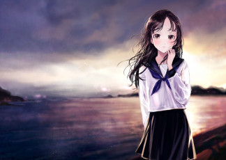 Картинка аниме unknown +другое фон взгляд девушка