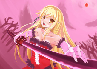 Картинка аниме bakemonogatari фон взгляд девушка