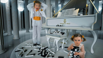 обоя юмор и приколы, рояль, девочки, клавиши