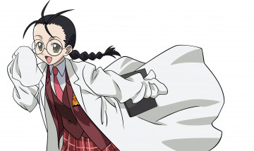 обоя аниме, mahou sensei negima, девушка, взгляд, фон