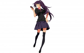 Картинка аниме bakemonogatari девушка взгляд фон