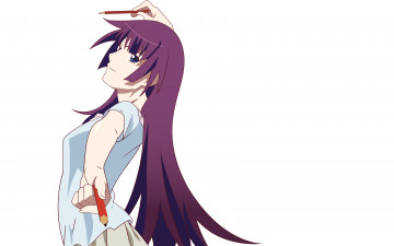 Картинка аниме bakemonogatari девушка взгляд фон