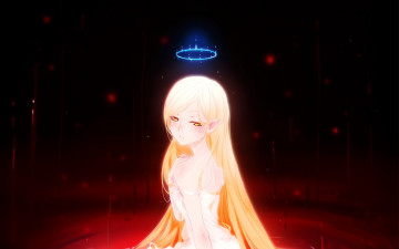Картинка аниме bakemonogatari девушка взгляд фон
