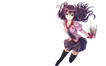 Картинка аниме bakemonogatari девушка взгляд фон