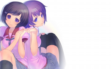 Картинка аниме bakemonogatari девушки взгляд фон