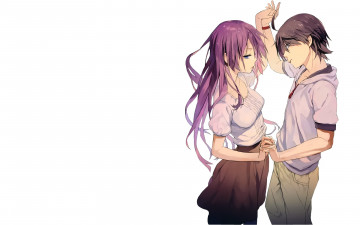 Картинка аниме bakemonogatari фон взгляд девушка