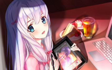 Картинка аниме eromanga-sensei фон взгляд девушка