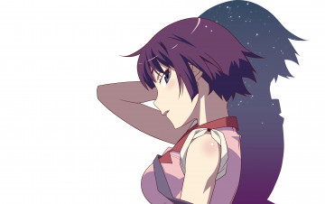 Картинка аниме bakemonogatari девушка взгляд фон