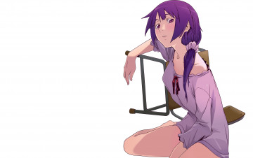 Картинка аниме bakemonogatari девушка взгляд фон