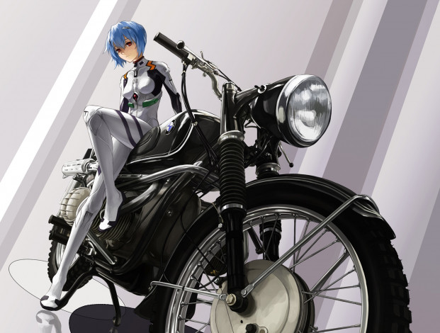 Обои картинки фото аниме, evangelion, фон, взгляд, девушка