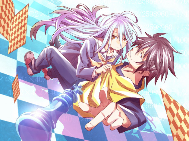 Обои картинки фото аниме, no game no life, девушка, фон, взгляд