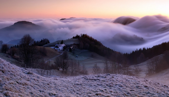 Обои картинки фото города, - пейзажи, туман, утро