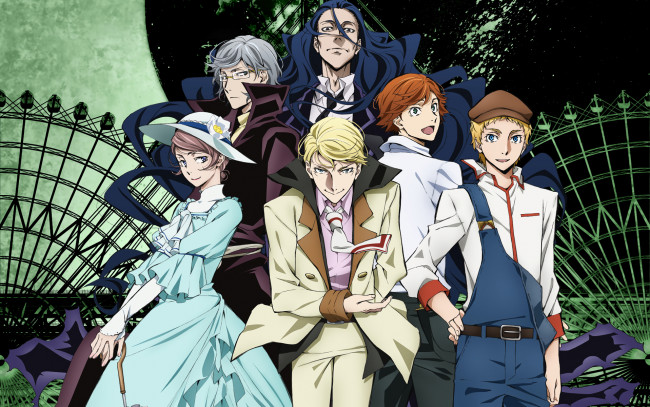 Обои картинки фото аниме, bungou stray dogs, литературные, гении, бродячие, псы