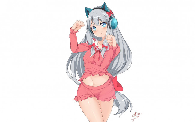 Обои картинки фото аниме, eromanga-sensei, девушка, взгляд, фон