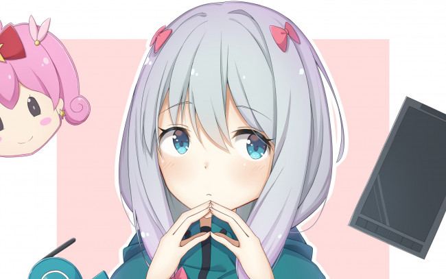 Обои картинки фото аниме, eromanga-sensei, фон, взгляд, девушка
