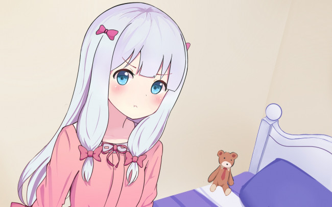 Обои картинки фото аниме, eromanga-sensei, взгляд, девушка, фон