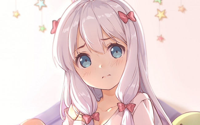 Обои картинки фото аниме, eromanga-sensei, взгляд, девушка, фон