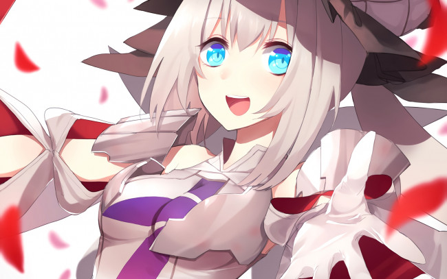 Обои картинки фото аниме, fate, stay night, взгляд, девушка, фон