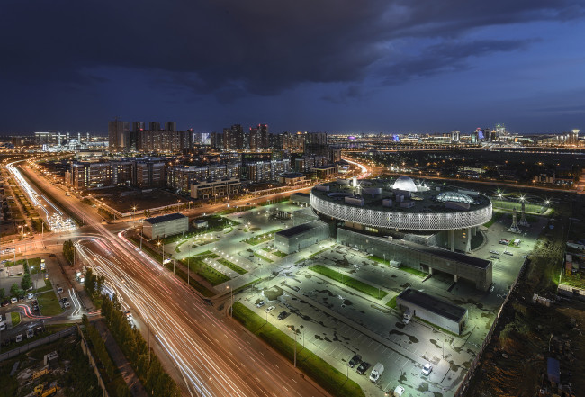 Обои картинки фото астана, города, астана , казахстан, огни, ночь