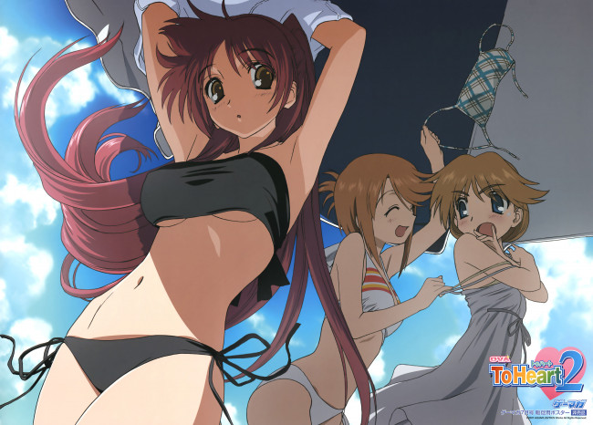 Обои картинки фото аниме, to heart, купальники, девушки
