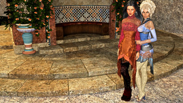 Картинка 3д+графика люди+ people девушки взгляд фон