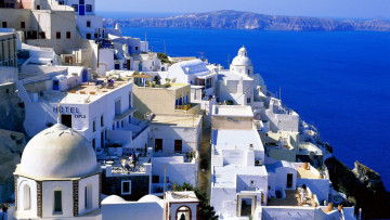 Картинка города санторини+ греция панорама