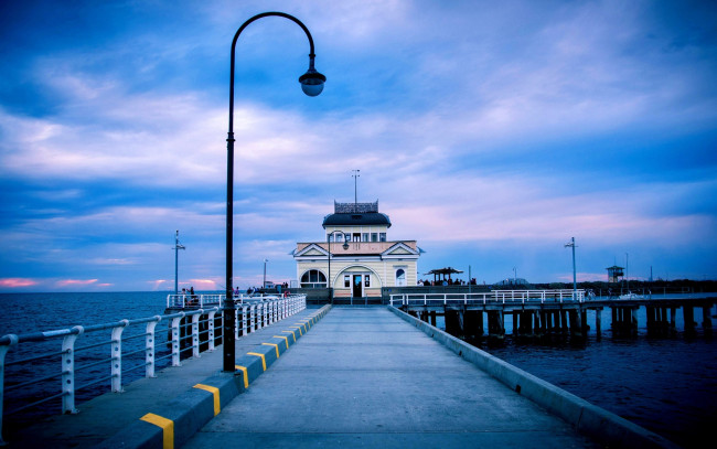 Обои картинки фото города, мельбурн , австралия, пирс, фонари