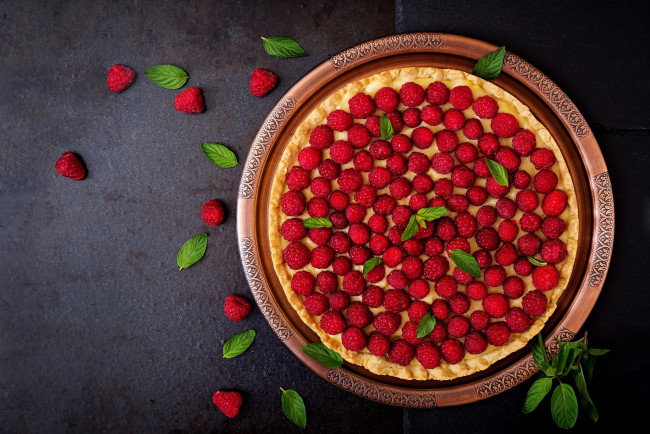 Обои картинки фото еда, пироги, пирог, ягоды, малина
