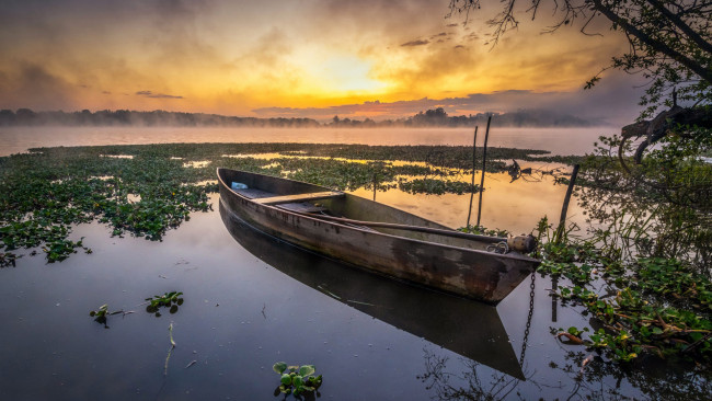 Обои картинки фото корабли, лодки,  шлюпки, закат, лодка