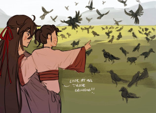 Картинка аниме mo+dao+zu+shi вэй усянь а-юань вороны