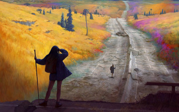 Картинка фэнтези девушки дороги постапокалипсис