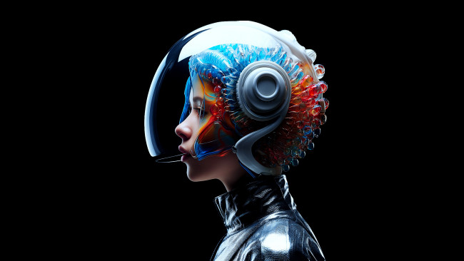 Обои картинки фото фэнтези, девушки, необычный, шлем