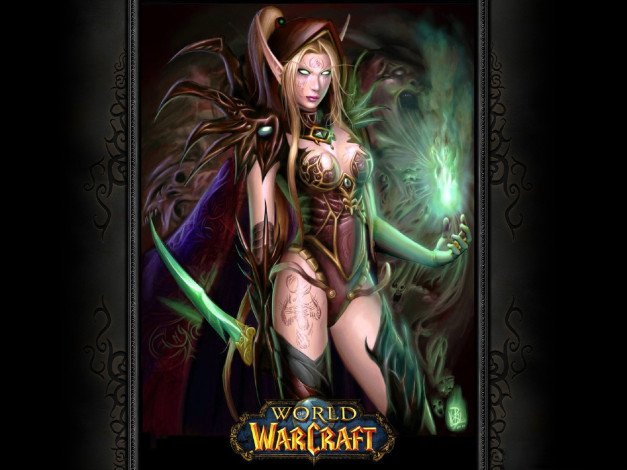 Обои картинки фото видео игры, world of warcraft, девушка, эльфийка, плащ, магия