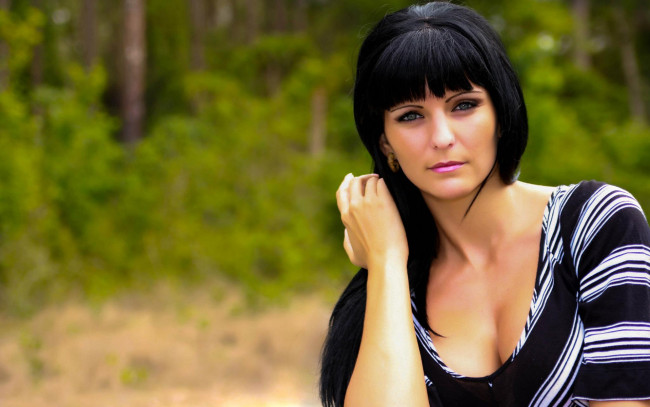 Обои картинки фото -Unsort Брюнетки Шатенки, девушки, unsort, брюнетки, шатенки, челка