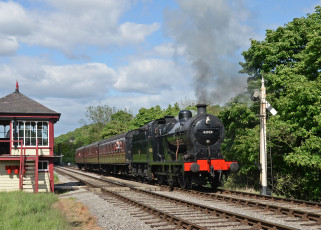 Картинка техника паровозы железная дорога рельсы паровоз вагоны