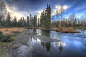 Картинка природа реки озера река лес облака