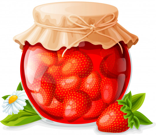 Обои картинки фото векторная графика, банка, клубника, варенье, цветок